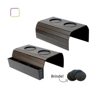 Imagem de Bandejas De Sofá Kit 2 Unidades Porta Controle + Porta Copos - Box Fan