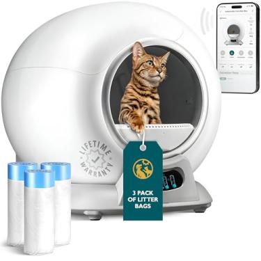 Imagem de Caixa de areia autolimpante com sensores de segurança automáticos para vários gatos - Caixa de areia automática para gatos autolimpante - Remoção de odor ultra coberta - Controle inteligente de