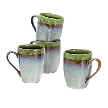Imagem de Conjunto de canecas de café de 118 a 295 ml de copos de cerâmica com alça grande para café, sopa, chá, leite, latte e chocolate quente, conjunto de caneca para presente de micro-ondas seguro para forno - verde