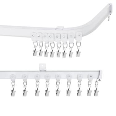 Imagem de Cbsroro Trilho de cortina de teto flexível, divisória de quarto, trilhos de varão de cortina de teto ou parede com clipes, trilhos de cortinas divisórias resistentes para sala de estar, chuveiro