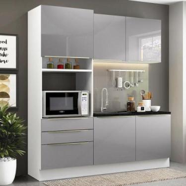 Imagem de Cozinha Compacta Lux com Armário 5 Portas 3 Gavetas Branco - MADESA