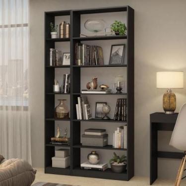 Imagem de Kit Estante Livreiro 6908 e Estante Livreiro 6906 Preto - MADESA
