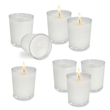 Imagem de Velas votivas de vidro transparente, sem cheiro, 5 x 6 cm, 34 g, pacote com 72