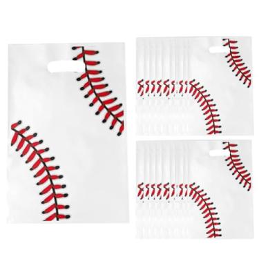 Imagem de Mofizarex 50 peças de sacolas de plástico para presente de festa de beisebol com alça, guloseimas esportivas temáticas de celofane para lembrancinhas de festa de aniversário, embalagem de doces