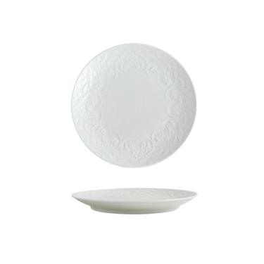 Imagem de Prato raso de bife francês de cerâmica para uso doméstico branco puro prato de comida ocidental -8