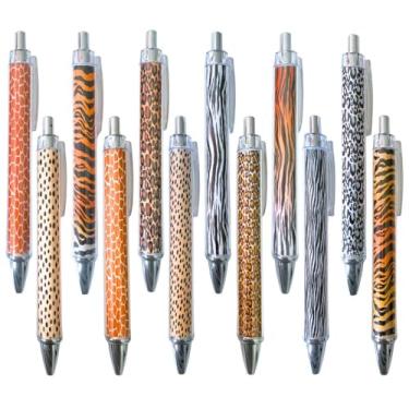 Imagem de 12 canetas safari, leopardo, tigre, girafa, guepardo, neve, leopardo, vaca, celoto, hiena, jaguar, fazenda, zoológico, animal selvagem, caneta, tinta preta, lembrancinhas de festa, tema da selva