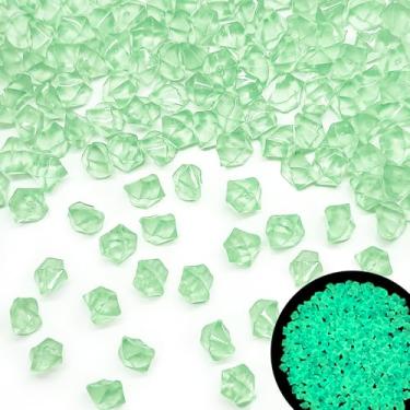 Imagem de Kaiyuan Dynasty 500 peças 11-14 mm cristal falso verde gelo pedra luminosa pedra de cristal artificial pedra de gelo triturado acrílico para enchimento de vasos decoração de aquário decoração de casa