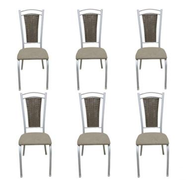 Imagem de Kit 6 Cadeiras Branca Cozinha Aço Tubolar Confortável Jantar