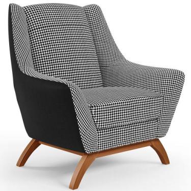 Imagem de Poltrona Decorativa Base Em Madeira Juliet D02 Corano Preto C-05 Pied 