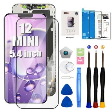 Imagem de EFAITHFIX Tela de substituição para iPhone 12 Mini tela LCD de 5,4 polegadas Tela sensível ao toque 3D Full HD Montagem de moldura digitalizador (A2176, A2398, A2399, A2400) com ferramentas de reparo