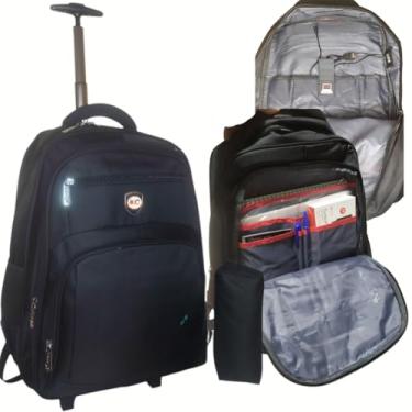 Imagem de Mochila carrinho rodinha executiva escola notebook 15 polegadas viagem trabalho resistente a agua