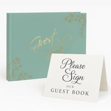 Imagem de Only Zest Livro de visitas moderno para recepção de casamento, chá de bebê, festa de aniversário – Livro de visitas Polaroid, páginas em branco para fazer login, álbum de fotos verde