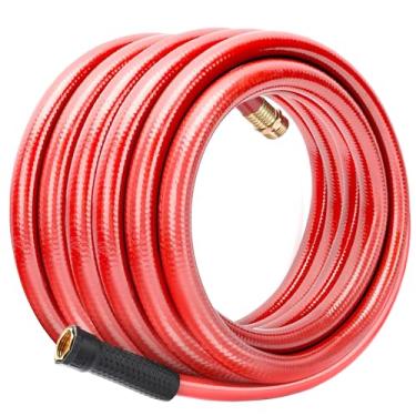 Imagem de Solution4Patio Homes Mangueira de jardim vermelha livre de dobras 5/20.3 cm x 15.2 m Mangueira comercial, sem vazamento, resistente, acessórios de latão 12 anos de garantia, sem DOP, ecológico