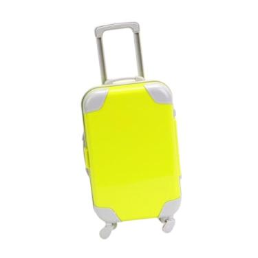 Imagem de YIJU Mala de boneca de 18 polegadas, mala de transporte, mini carrinho, caixa de bagagem, brinquedo de faz de conta, brinquedo de bebê em miniatura para, Verde