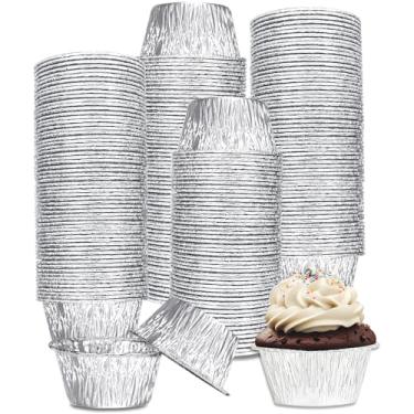 Imagem de Aluminum Foil Baking Cups, SUPPHOUS 4 Oz Disposable Ramekin Aluminum Cupcake Liners, Silver Foil Baking Cups Muffin Liners for Cupcake, Baking, Egg Tart, Pudding, Creme Brulee (150 Pcs)