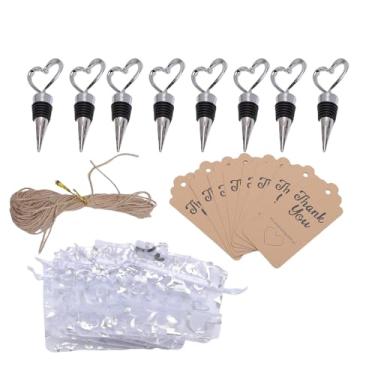 Imagem de Luqeeg 8 Rolhas de Vinho em Formato de Coração com Etiquetas para Sacolas e Corda de Juta Conjunto de Rolhas de Garrafa Decoração de Bar e Cozinha para Natal Lembranças de Noivado