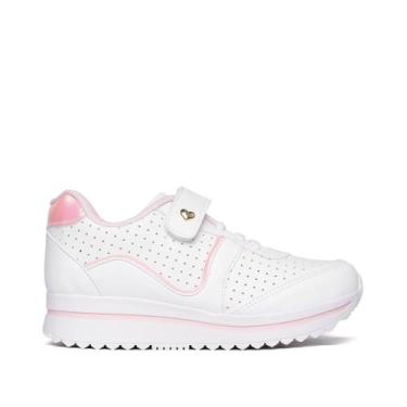 Imagem de Tênis Infantil Club Happy Coração Branco/Rosa, Branco, Rosa, 29