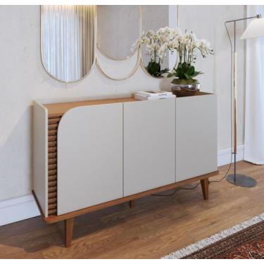 Imagem de Buffet com Detalhe Ripado Artesanal Jurerê 03 Portas Off White Matte F