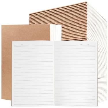 Imagem de Pacote com 72 cadernos Kraft A5 a granel, cadernos de papel pautado, caderno de composição de 21 x 14 cm, 60 páginas, conjunto de diário de viagem para trabalho, escola, estudantes, crianças, presente