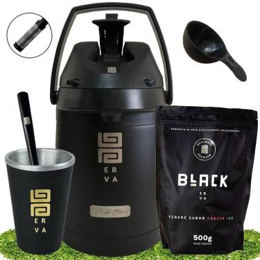Imagem de Kit Tereré Black Erva Garrafa 2,5L Cuia Erva Cereja Ice