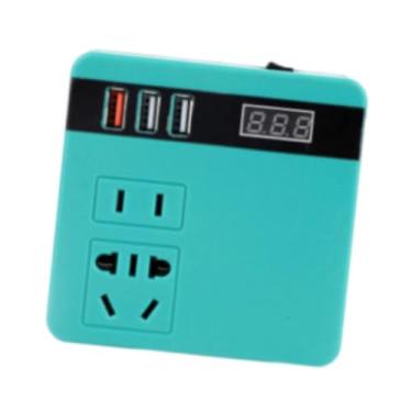 Imagem de YsXoWiui Inversor de energia, conversor de energia DC 18V-21V para AC 220V para viagens, Azul