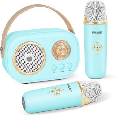 Imagem de Máquina de karaokê PRUNUS Mini para crianças e adultos com 2 microfone
