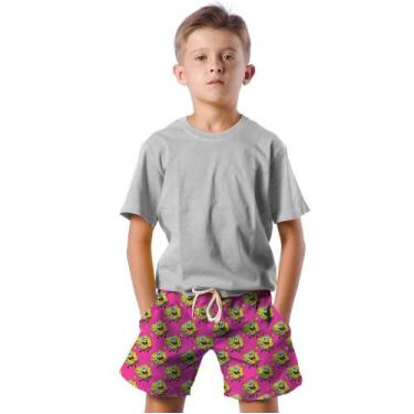 Imagem de Shorts Infantil Bermuda Calção Praia Verão Esponja Cartoon Funny Fun 7