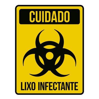 Imagem de Placa Lixo Infectante - Placa De Sinalização Cuidado 36X46
