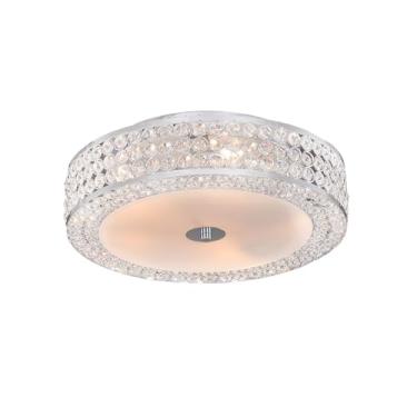 Imagem de Plafon Redondo Armação Colméia com Cristal e Vidro