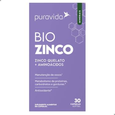 Imagem de Bio Zinco Quelato + Aminoácidos 30 Cápsulas Softgel Pura Vida-Unissex