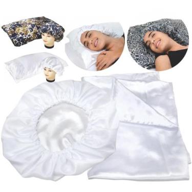Imagem de Kit Touca De Cetim Estampada Anti Frizz + Fronha Brinde - Santa Clara,