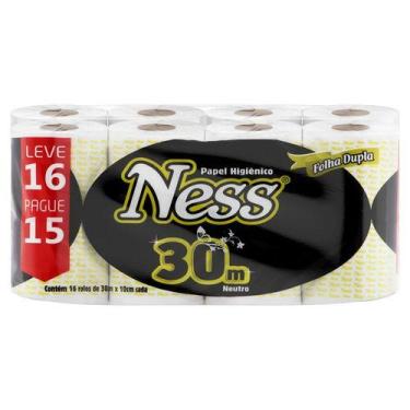 Imagem de Papel Higiênico Folha Dupla 30m 16unidades Ness