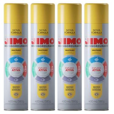 Imagem de Kit 4 Jimo Desengordurante Multiuso 400ml Limpeza Pesada