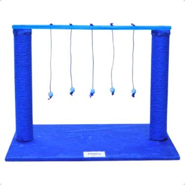 Imagem de Arranhador para Gatos com Poste e Varal - Brinquedo Interativo para Unhas e Diversão(Pop Azul)
