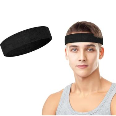Imagem de Bandanas para homens e mulheres, faixas de suor para tênis, basquete, corrida, academia, treino (preto)