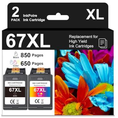 Imagem de YOULABLE Substituição de tinta de impressora 67XL para cartuchos de tinta HP 67XL, cor preta, pacote combo adequado para DeskJet 2700e 2700 2855e 2827e 2755e 2755 4155e 4255e para impressora Envy 6000