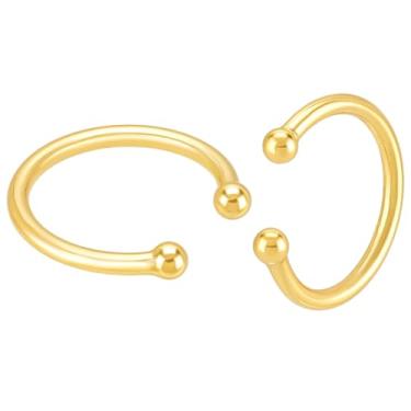 Imagem de PH PandaHall Brinco de orelha esterlina 925, banhado a ouro 18 K, brincos de argola redondos pequenos de 12 mm, brincos de cartilagem ajustáveis, brincos de orelha simples para mulheres sem piercing