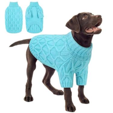 Imagem de Queenmore Suéteres para cães grandes, meninas e meninos, suéter quente extra grande para cães, suéteres de Natal para cães, roupas grossas clássicas de gola rolê para animais de estimação extragrande