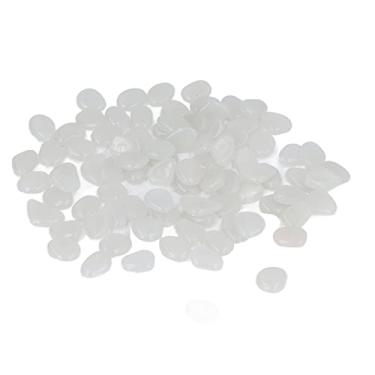 Imagem de Pedra Brilhante Fluorescente Luminosa Pedra Brilhante Colorida Feita de Resina, Reutilizável para Caminhos de Jardim (Branco)