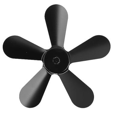 Imagem de Lâminas do Ventilador do Fogão da Lareira 5 Lâminas de Pouco Peso do Ventilador do Fogão Metal Conduzido Térmico (Preto)