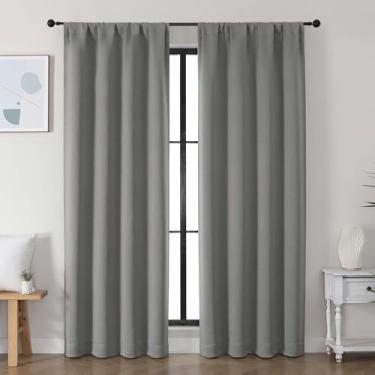 Imagem de Simplebrand Cortinas blackout cinza claro Ava para quarto, 1,88 m de comprimento, conjunto de 2 painéis, cortinas de janela com isolamento térmico para varão, para pátio, porta francesa, L 101 x C 192