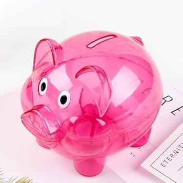Imagem de Transparent Piggy Bank, Coin Storage Container Holds Up to 200 Coins (Red)