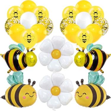 Imagem de Bee Balloons Foil Bumble Balloon - 24 Pcs Yellow and Black Bee Birthday Party Decoration Daisy Gold Latex Confetti Balloon Arch Kit for Baby Shower Gender Reveal Decor Supplies