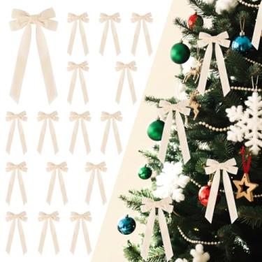 Imagem de 16 peças de laços de veludo para árvore de Natal, fita de decoração de Natal vintage, Lazos para Arbol de Navidad, ornamentos pequenos para guirlanda, guirlanda, embrulho de presente, sacos de doces