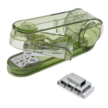 Imagem de Temiary Grampeador giratório de braço oscilante com 400 grampos, grampeadores de mesa de rotação de 360 graus para encadernação de livretos ou livros, capacidade para 25 folhas para mesa, sala de aula