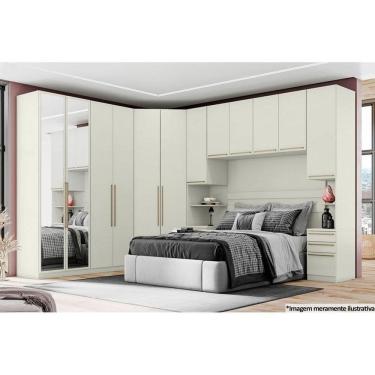 Imagem de Modulado De Quarto Guarda Roupa C- 2 Portas E Espelho Mc09 Seletto Areia-jequitibá