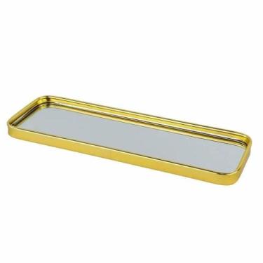 Imagem de Bandeja Espelhada Decorativa 30X10Cm Espelho Dourado - Organize Ja