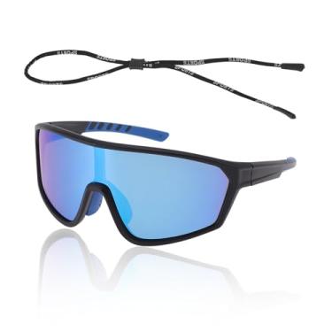 Imagem de TUCKBOLD 1 conjunto de óculos de sol antirreflexo triacetil celulos esportivos ao ar livre para motocross Dirt Bike ATV lente azul armação preta azul