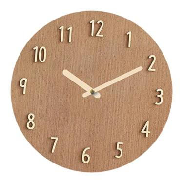 Imagem de Baoblaze Relógio de parede redondo decorativo silencioso, sem -taque, ideal para aniversários, casamentos, salas de jantar e salas de estar, Marrom