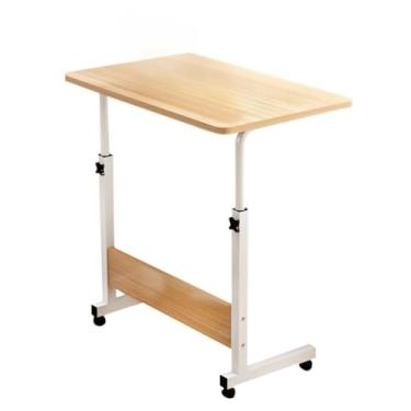 Imagem de Mesa Mesinha Notebook Com Altura Regulavel e Rodinhas Tablet Cama Sofá Ajustavel (Cor de madeira)
